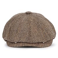 KeepSa Newsboy-Style Peaked Cap for Men and Women, 8-Panel Peaky Blinders, Herringbone Tweed Retro Flat Cap, Gatsby Cap