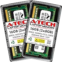 A-Tech 16GB (2x8GB) DDR3/DDR3L 1600MHz PC3L-12800 (PC3-12800) CL11 SODIMM 2Rx8 1.35V 204-Pin Non-ECC SO-DIMM Laptop, Notebook RAM Memory Modules