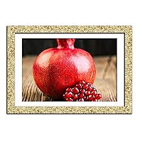 Ripe Pomegranate Wall Art Decor Picture Painting Poster Print on Fine Art Paper Panels Pieces - Vegan Theme Wall Decoration Set - Juicy Red Wall Picture for Cafe Restaurant 12 by 16 in