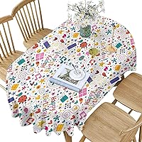 Birthday Polyester Oval Tablecloth,Happy Birthday Pattern Printed Washable Table Cloth Cover for Oval Table,60x104 Inch Oval,for Holiday Home Christmas Party Picnic
