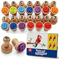 Wooden Alphabet Number Stamp Flashcard, ABC Spelling Letter Stampers and Mathematics Learning Number Stampers Arts and Crafts Supplies, Montessori Educational Toy Gifts for 3 4 5 Year Old