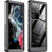 Designed for Galaxy S22 Ultra Case Waterproof, Built-in Screen Protector Full Protection Heavy Duty Shockproof Anti-Scratched Rugged Case for Samsung Galaxy S22 Ultra 6.8'' (Black/Clear)