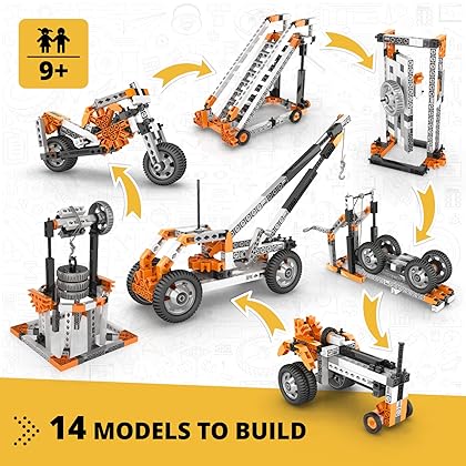 Engino- STEM Toys, Mechanics: Wheels, Axles & Inclined Planes, Construction Toys for Kids 9+, Fun Educational Toys, Gifts for Boys & Girls (14 Model Options)