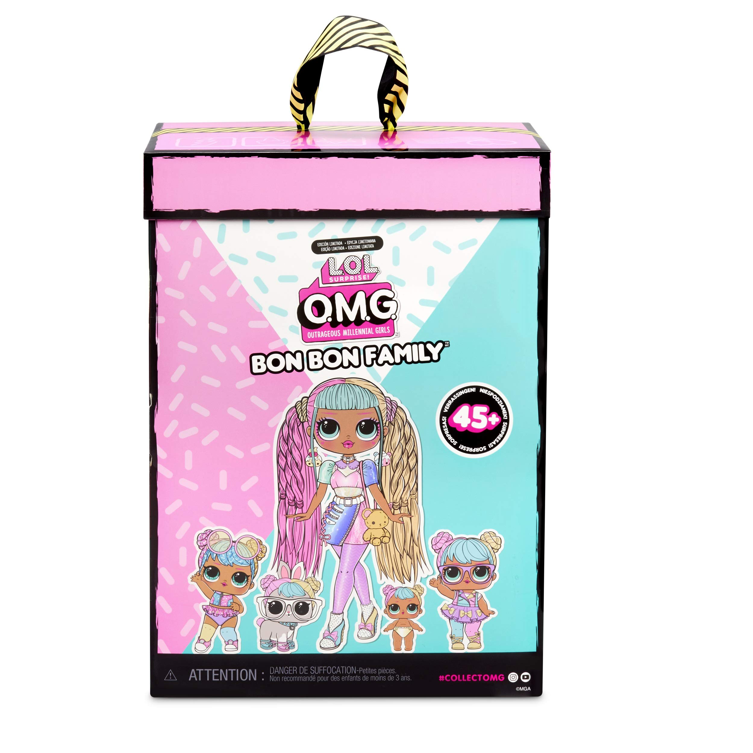 L.O.L. Surprise! OMG Bon Bon Family with 45+ Surprises Including Candylicious OMG Doll, Bon Bon, Bling Bon Bon, Lil Bon Bon, Hop Hop, Accessories, and Foldable Playset | Kids 36 Months - 10 Years Old