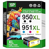 950XL and 951XL Ink Cartridges Combo Pack Replacement for HP 950 951 Ink Cartridges Combo Pack Compatible with HP Officejet Pro 8600 Cartridges 8620 8110 8625 8630 Printers, 5 Pack