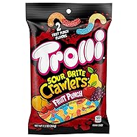 Trolli Sour Brite Crawlers Candy, Fruit Punch Flavored Sour Gummy Worms, 7.2 Ounce