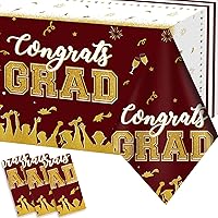 chiazllta Set of 3 Graduation Tablecloths Class of 2024 Congrats Grad Maroon Graduation Party Tablecover Decorations Party Supplies Large Size Plastic 54