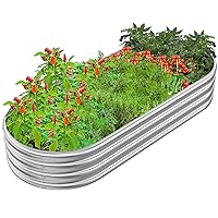 6x2.3x1ft Galvanized Metal Raised Garden Bed for Vegetables, Outdoor Garden Raised Planter Box, Backyard Patio Planter Raised Beds for Flowers, Herbs, Fruits