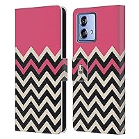Head Case Designs Rose Colour Block Chevron Leather Book Wallet Case Cover Compatible with Motorola Moto G84 5G