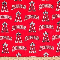 MLB Cotton Broadcloth Los Angeles Angels of Anaheim Red/Blue, Quilting Fabric by the Yard