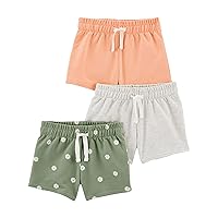 Simple Joys by Carter's Girls' Knit Shorts, Pack of 3, Pink/Green/Floral, 6