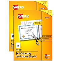 Avery Self-Adhesive Laminating Sheets, 9 x 12, Box of 50, Multi Pack of 2 (73601)