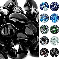 onlyfire 10-Pounds Fire Glass Diamonds for Propane Fire Pit, 1 Inch Reflective Firepit Glass Rocks Stones for Gas Fireplace and Fire Pit Table, Onyx Black