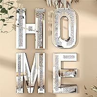 Home Letter Mirrored Wall Decor, Crushed Diamond Living Room Letter Wall Decor, Large 3D Wall Art Sign Home Decorations for Living Room