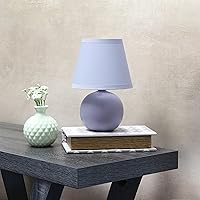 Simple Designs LT2008-PRP Mini Ceramic Globe Table Lamp with Matching Fabric Shade, Purple