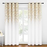 KGORGE Room Darkening Window Curtains, Flower Drop Print Insulated Drapes for Sliding Glass Door Living Room Dining, 52 x 84 inches Each, One Pair, Yellow Taupe