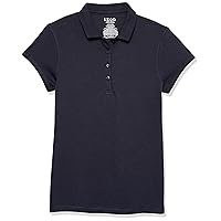 IZOD Girls' School Uniform Sensory-Friendly Short Sleeve Polo Shirt, Button Closure & Tagless Inner Neckline