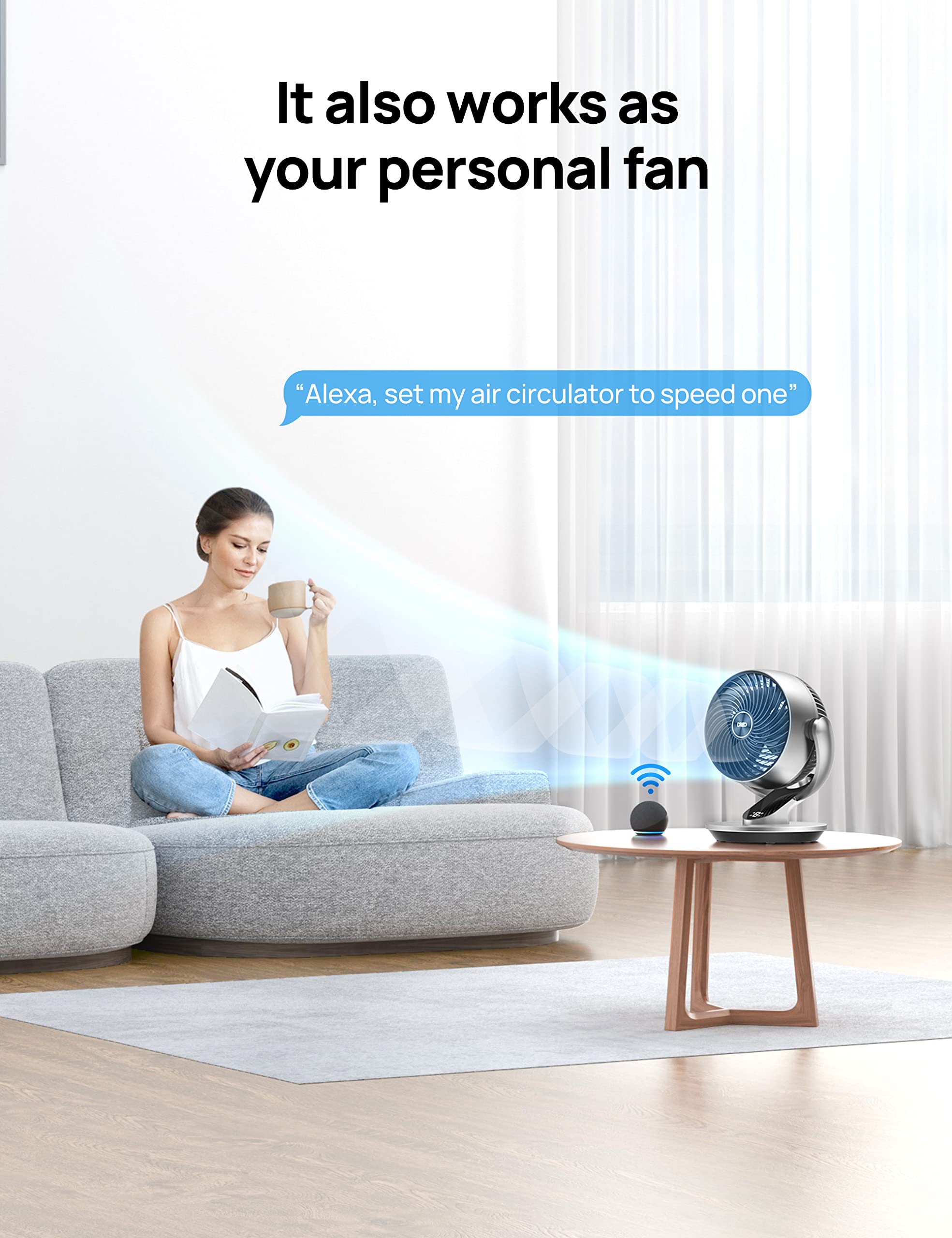 Dreo Smart Table Fans for Bedroom, 120°+90° Oscillating Fans with Remote/Voice/Wifi/Alexa Control, Powerful 70 ft Air Circulator Fan, 4 Speeds, 5 Modes, 12H Timer, 9 Inch Quiet Fan for Office, Home