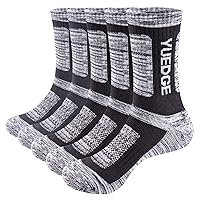 Men's Performance Cotton Moisture Wick Sports Hiking Workout Training Athletic Cushion Crew Socks For Men Size 6-13