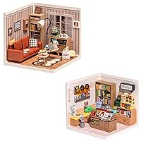 ROBOTIME DIY Miniature House Kit Mini Dollhouse with Accessories Building Toy Set Tiny Room Making Kit
