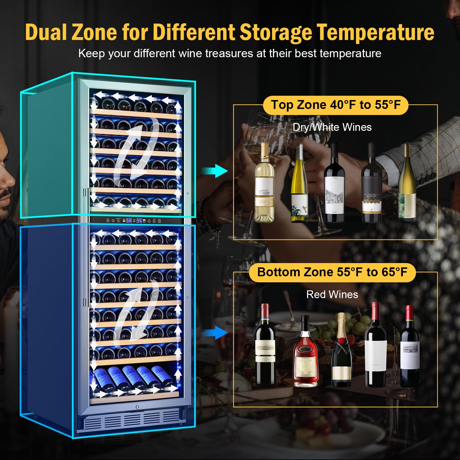 FoMup 30 Inch Wine and Beverage Refrigerator and 24 Inch Wine Cooler Dual Zone 180 Bottles Bundle