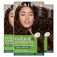 Clairol Natural Instincts Demi-Permanent Hair Dye, 4G Dark Golden Brown Hair Color, Pack of 3