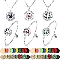 MTLEE 46 Pieces Essential Oil Diffuser Necklace Bracelet Set for Women Adjustable Aromatherapy Bracelet Refill Pads Jewelry for Girls (Love Style)