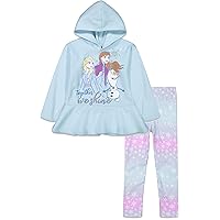 Disney Frozen Olaf Princess Anna Queen Elsa Girls Fleece Hoodie and Leggings Outfit Set Toddler to Big Kid