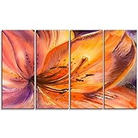 Floral Horizontal Metal Wall Art, 28'' H x 48'' W x 1'' D 4P, Orange