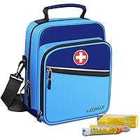 Insulin Cooler EpiPen Carrying Case Insulated, Travel Medication Diabetes Supplies Organizer Bag with Shoulder Strap for Asthma Inhaler, Auvi-Q, Allergy Medicine Essentials (Blue)