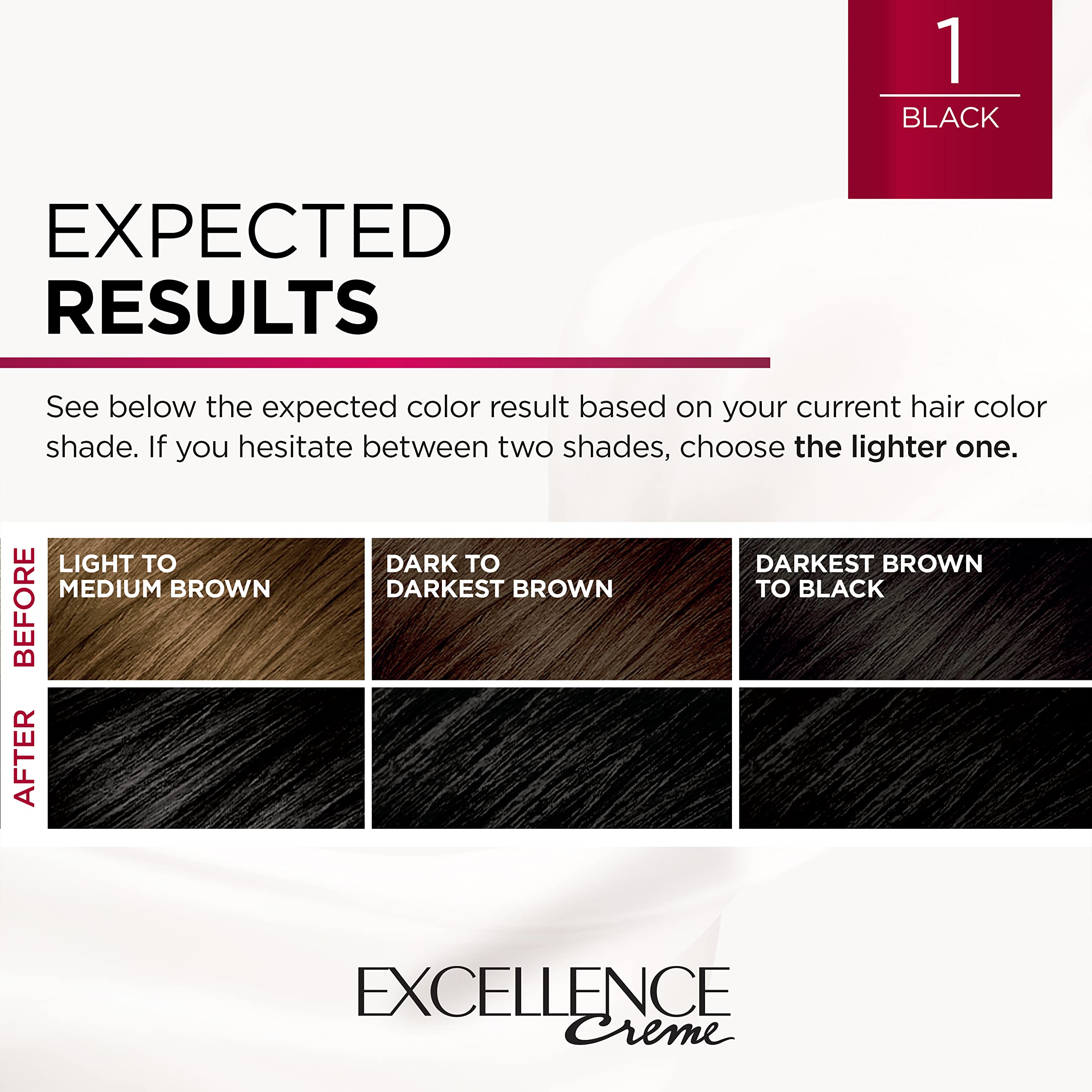 L'Oreal Paris Excellence Creme Permanent Triple Care Hair Color, 1 Black, Gray Coverage For Up to 8 Weeks, All Hair Types, Pack of 1