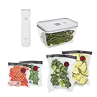 Fresh & Save Vacuum Sealer Machine Starter Set with Airtight Food Storage Container Glass, Sous Vide Bags, Meal Prep