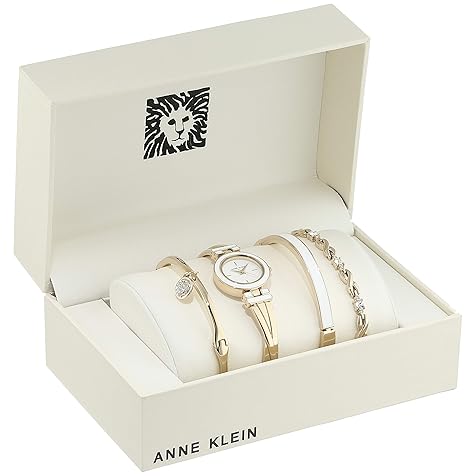 Women's Bangle Watch and Premium Crystal Accented Bracelet Set