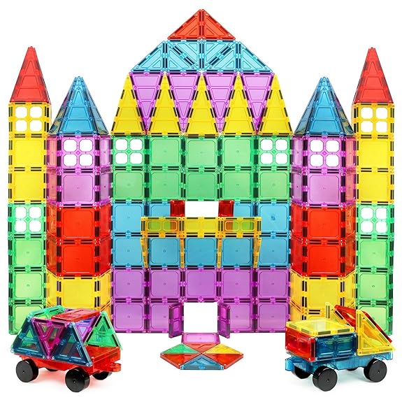 Rainbow Shapes NEW UK Magnetic Tiles kid STEM toy strong as Magna Playmags 100PC 