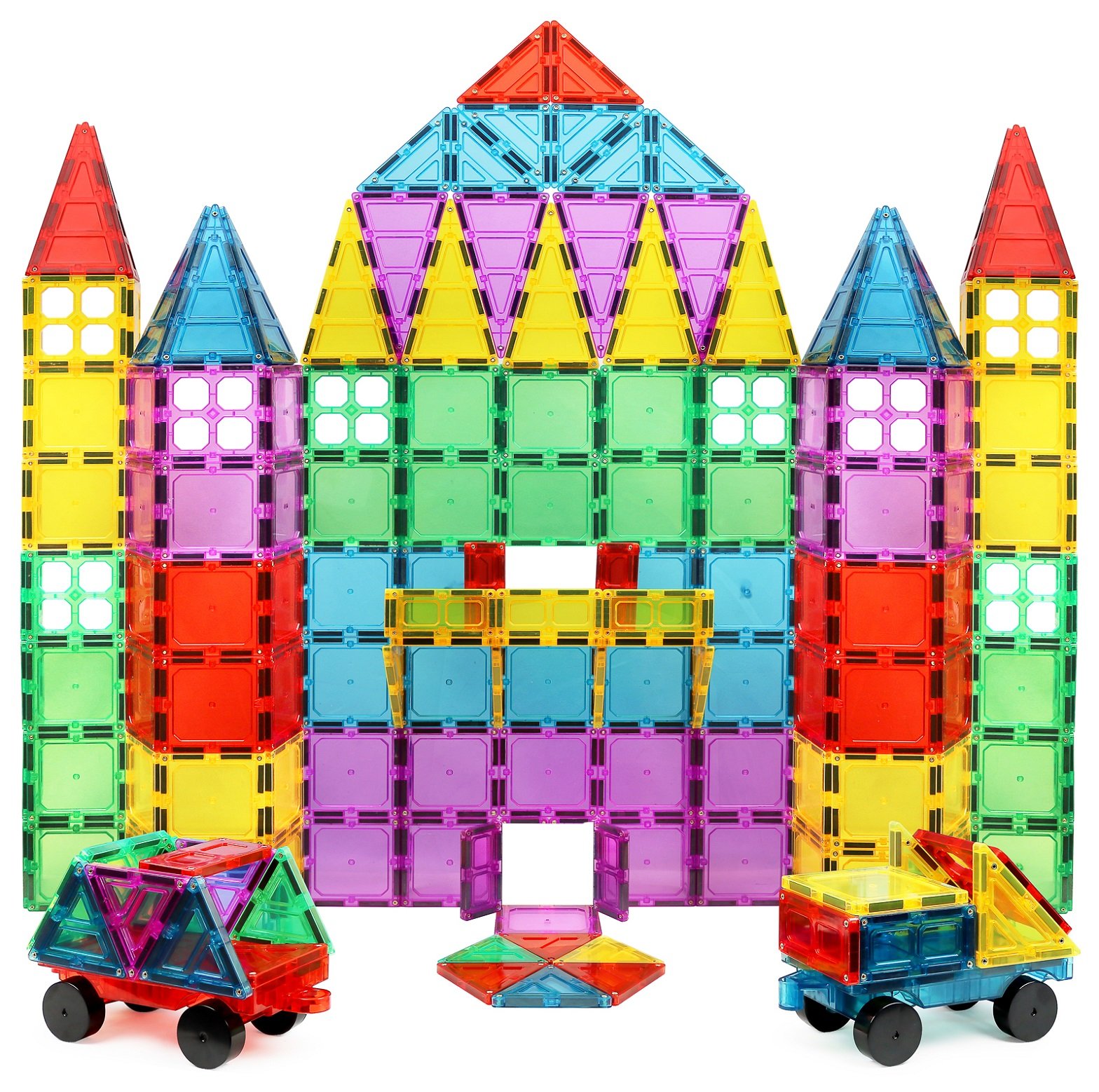 Magnet Build 100-Piece Extra Strong Magnetic Tiles Set - Magnets for Kids, 3D Tile Assorted Shapes & Colors, STEM Learning Toys for Ages 3+, Ideal Gift for Creative & Educational Play, Building Blocks