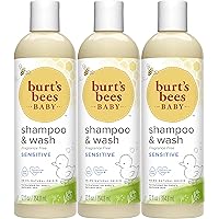 Burt's Bees Baby Shampoo and Wash Set, Fragrance Free, 2-in-1 Natural Origin Plant Based Formula for Sensitive Skin, Hypoallergenic, Tear-Free, Pediatrician Tested, Travel Size, 12 Fl Oz (Pack of 3)