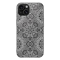 Black Mandala Paisley Compatible with iPhone 15 Phone Case Non-Yellowing Shockproof Anti-Scratch Protective Covers Unisex