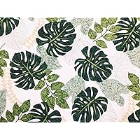 Green Tropical Tribal Monstera Leaf 100% Cotton Hawaiian Print Fabric Sold by The Yard
