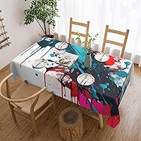Abstract Paint Splashes Rectangle Tablecloth 52 x 74 Inch, Washable Table Cover for Party Picnic Dinner Decor