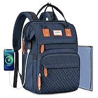 Diaper Bag Backpack, Multifunction Large Travel Diaper Bag with Changing Pad and USB Charging Port for Moms Dads, Waterproof Unisex Baby Bag for Boys Girls, Baby Registry Search Shower Gifts