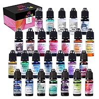 Alcohol Ink for Epoxy Resin LET'S RESIN Concentrated Alcohol Ink Set, 26 Vibrant Colors Alcohol-Based Resin Ink,Alcohol Paint Resin Dye for Resin Art, Tumblers, Resin Epoxy(Each 0.35oz)