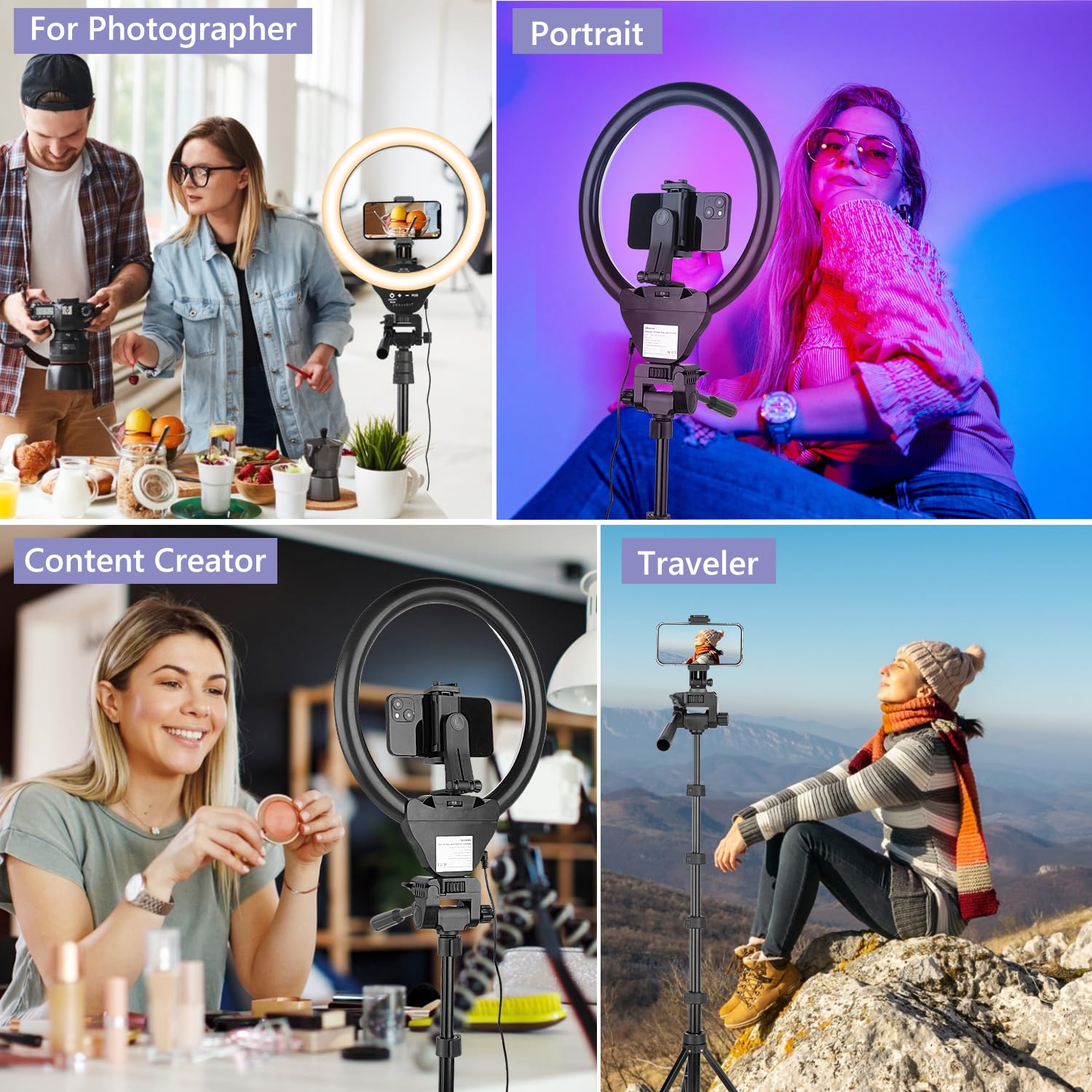 UBeesize 12'' RGB Selfie Ring Light with 62’’ Tripod Stand for Video Recording＆Live Streaming(YouTube, Instagram, TIK Tok), Compatible with Phones, Cameras and Webcams