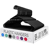 Utopia Home Clothes Hangers 50 Pack - Plastic Hangers Space Saving - Durable Coat Hanger with Shoulder Grooves (Black)
