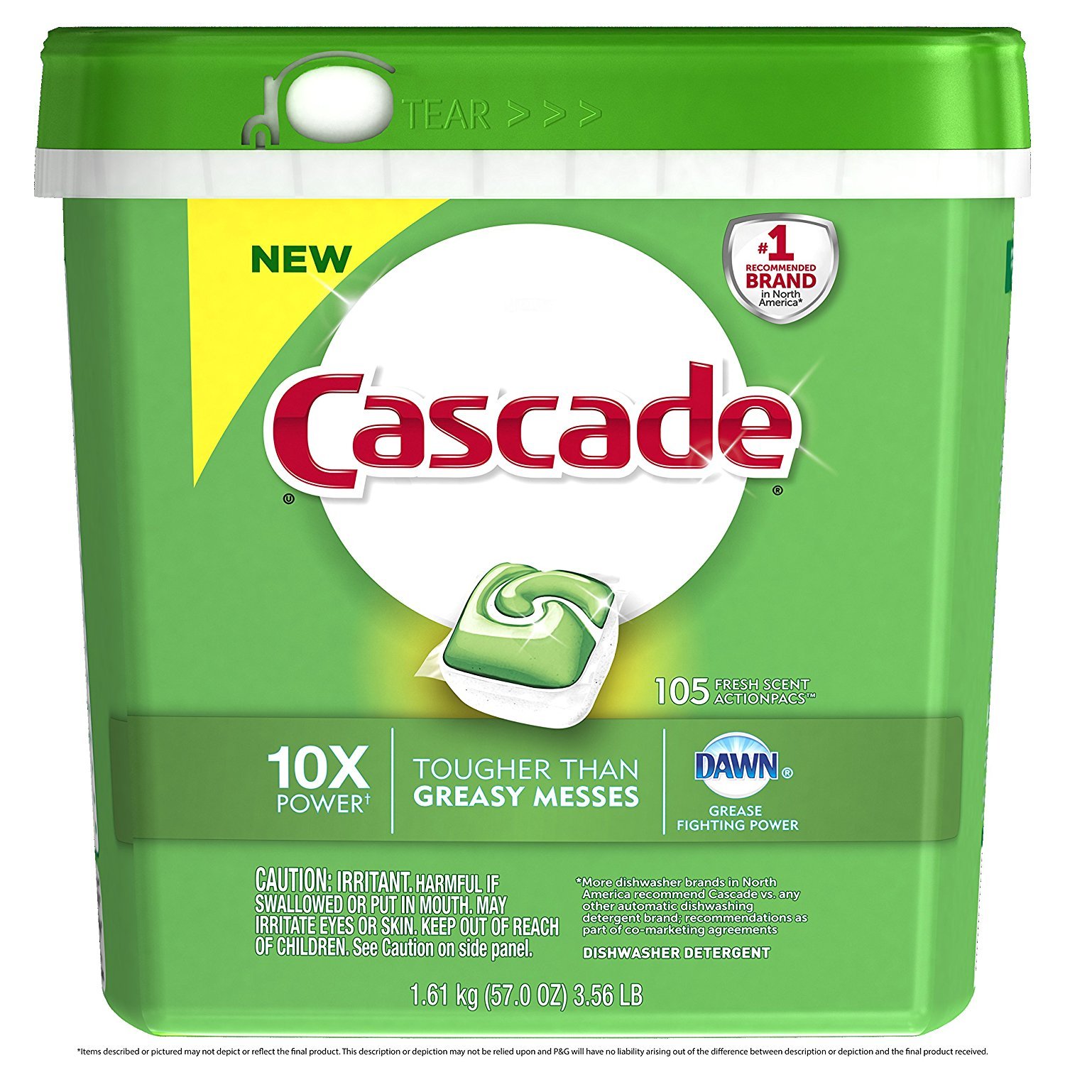 Cascade ActionPacs Dishwasher Detergent, Frech Scent, GtMZmP 2 Pack(105 Count)