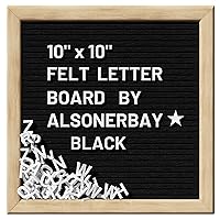 Alsonerbay Felt Letter Board 10x10 Inch Changeable Oak Frame Wooden Message Board Sign with Precut Letters Numbers & Symbols for Baby Announcement Milestones Classroom Wifi Password Black