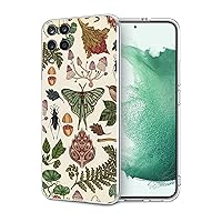 Compatible with Samsung Galaxy A12 Case, Mushroom Moth Herb Aesthetic Vintage Cottagecore Botanical Art Clear Case with Design for Girl Women, Flexible TPU Shockproof Protective Case
