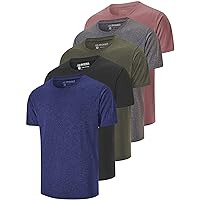 Dry Fit Men's Athletic Running Gym Workout Short Sleeve T Shirts 5 Pack