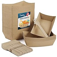 Food Boats (125 Pack) 3LB Brown Paper Food Trays Leakproof & Freezer Safe Cardboard Trays Disposable for Concession Stand Supplies French Fry Holder & Hot Dog Trays Disposable