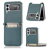 PU Leather One Piece Phone Case with Card Holder for Samsung Galaxy Z Flip 3 5G Z Flip 2, Full Protection Back Cover(Green,Z Flip 3)