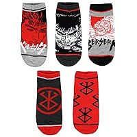 Berserk Socks Anime Guts Brand Of Sacrifice 5 Pack Adult No Show Ankle Socks